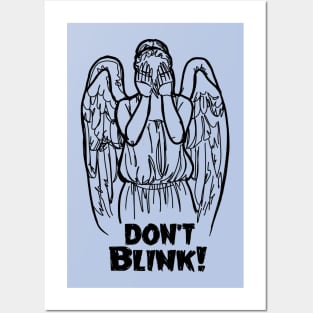 Don't Blink Winking Angel Bad Line Art Posters and Art